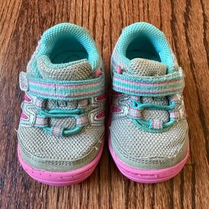 Silver & Pink Baby Girl Walking Shoes - Size 3